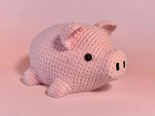 Piggy the Crochet Pig | 3D Printed Playful Baby Pig with a Simulated Crochet Yarn Surface